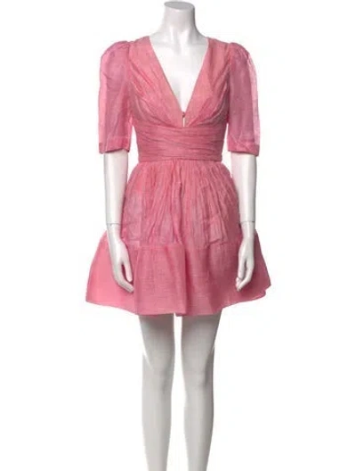 Pre-owned Zimmermann Linen Mini Dress In Pink