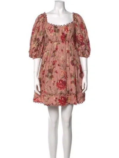 Pre-owned Zimmermann Linen Mini Dress In Pink