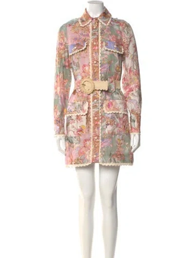 Pre-owned Zimmermann Linen Mini Dress In Pink
