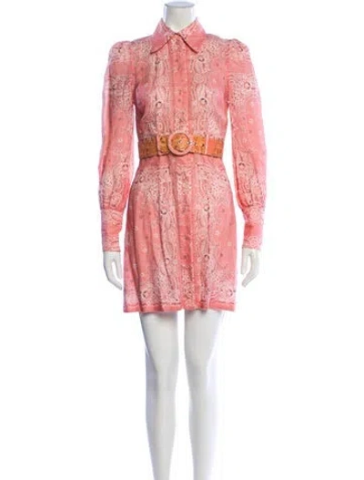 Pre-owned Zimmermann Linen Mini Dress In Pink