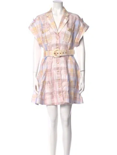 Pre-owned Zimmermann Linen Mini Dress In Pink