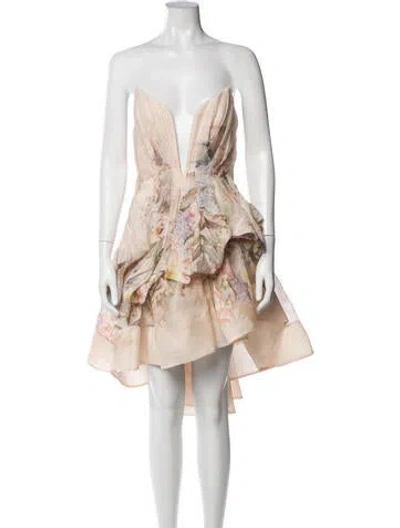 Pre-owned Zimmermann Linen Mini Dress In Pink