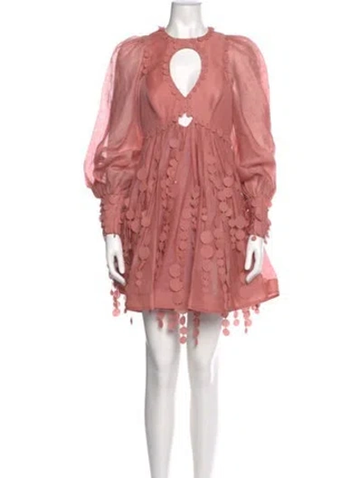 Pre-owned Zimmermann Linen Mini Dress In Pink