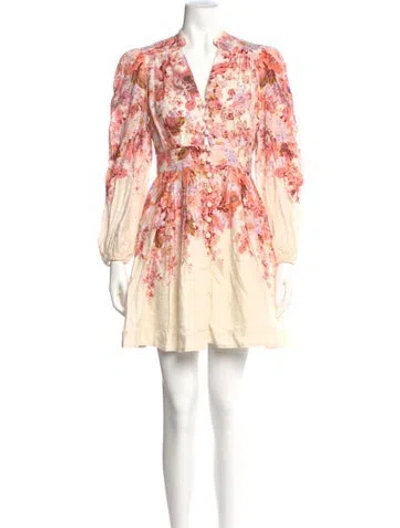 Pre-owned Zimmermann Linen Mini Dress In Pink