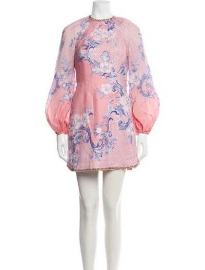 Pre-owned Zimmermann Linen Mini Dress In Pink