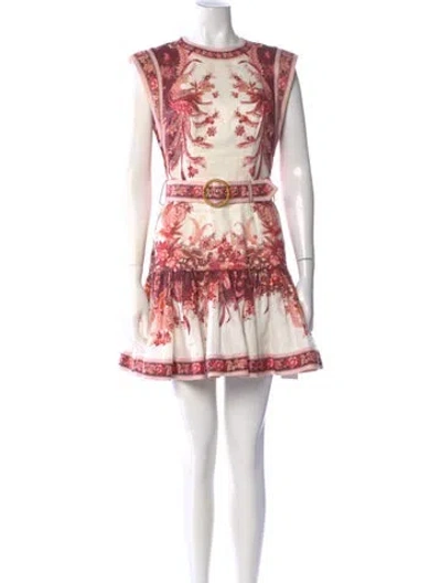 Pre-owned Zimmermann Linen Mini Dress In Pink