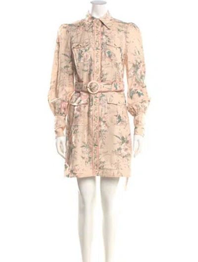 Pre-owned Zimmermann Linen Mini Dress In Pink