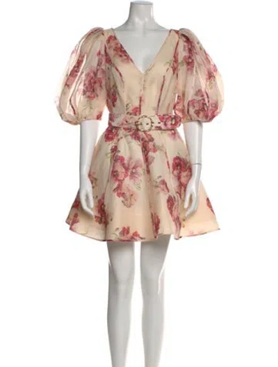 Pre-owned Zimmermann Linen Mini Dress In Pink