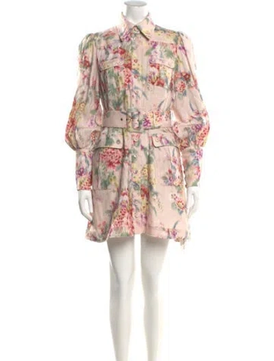 Pre-owned Zimmermann Linen Mini Dress In Pink