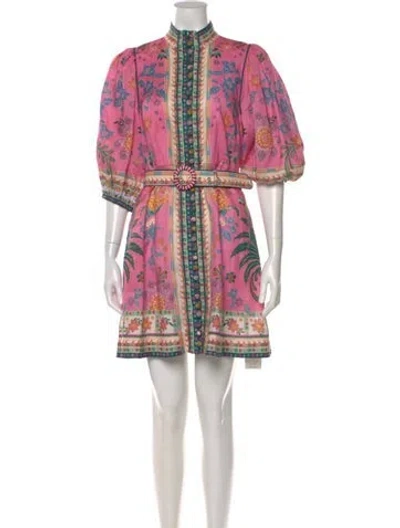 Pre-owned Zimmermann Linen Mini Dress In Pink