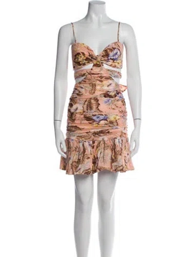 Pre-owned Zimmermann Linen Mini Dress In Pink
