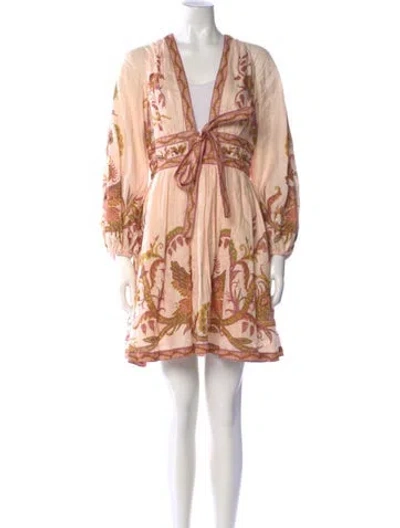 Pre-owned Zimmermann Linen Mini Dress In Pink
