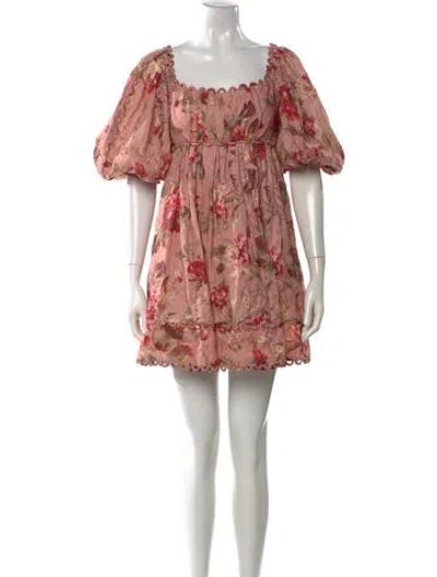 Pre-owned Zimmermann Linen Mini Dress In Pink