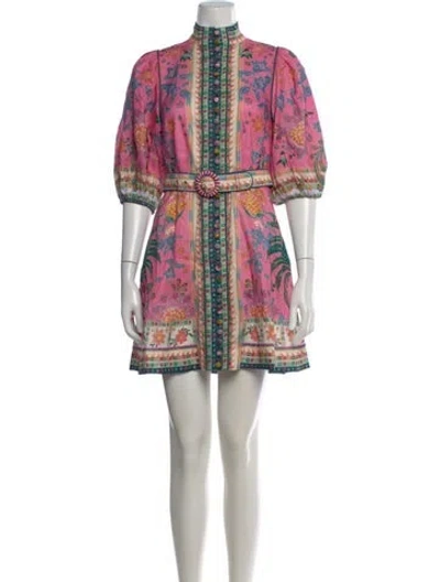 Pre-owned Zimmermann Linen Mini Dress In Pink