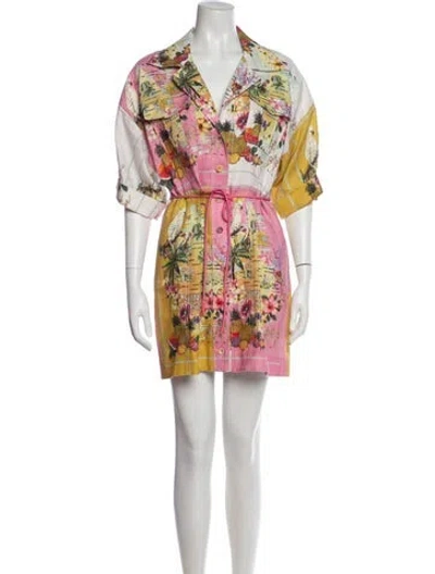 Pre-owned Zimmermann Linen Mini Dress In Pink