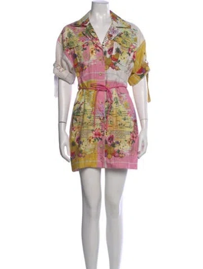 Pre-owned Zimmermann Linen Mini Dress In Pink