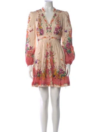 Pre-owned Zimmermann Linen Mini Dress In Pink