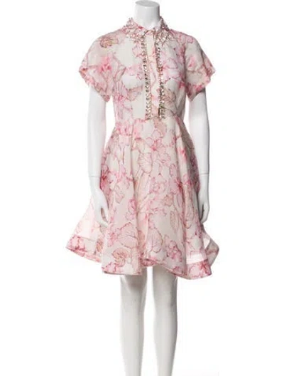 Pre-owned Zimmermann Linen Mini Dress In Pink