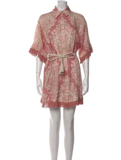 Pre-owned Zimmermann Linen Mini Dress In Pink