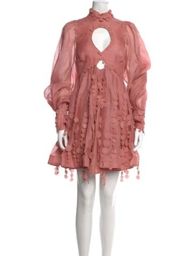 Pre-owned Zimmermann Linen Mini Dress In Pink