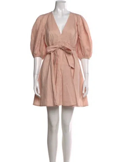 Pre-owned Zimmermann Linen Mini Dress In Pink