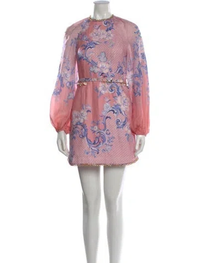 Pre-owned Zimmermann Linen Mini Dress In Pink