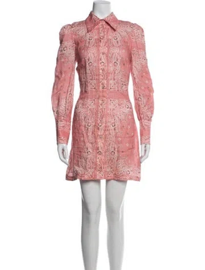 Pre-owned Zimmermann Linen Mini Dress In Pink