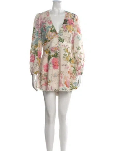 Pre-owned Zimmermann Linen Mini Dress In Pink