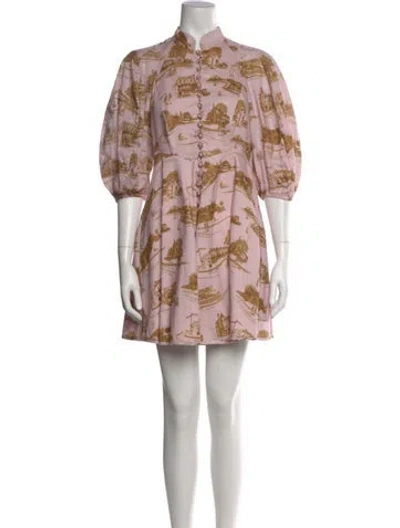Pre-owned Zimmermann Linen Mini Dress In Pink