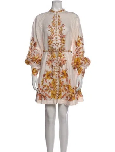 Pre-owned Zimmermann Linen Mini Dress In Pink