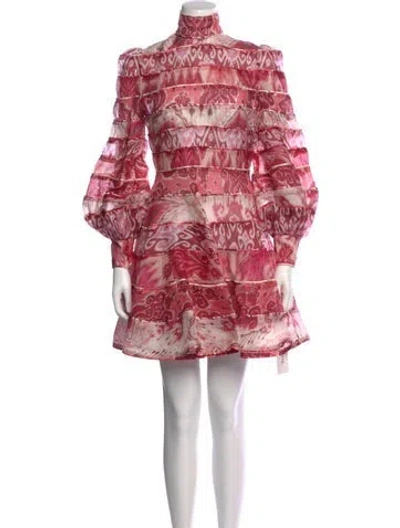 Pre-owned Zimmermann Linen Mini Dress In Pink