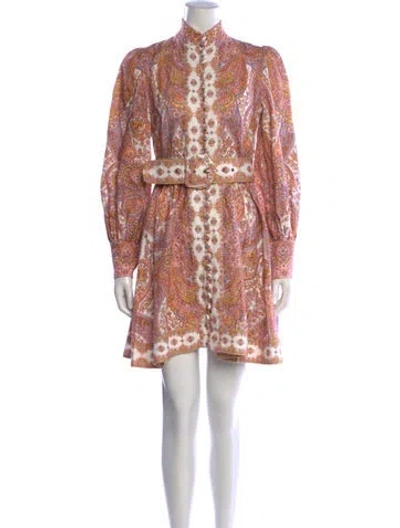 Pre-owned Zimmermann Linen Mini Dress In Pink