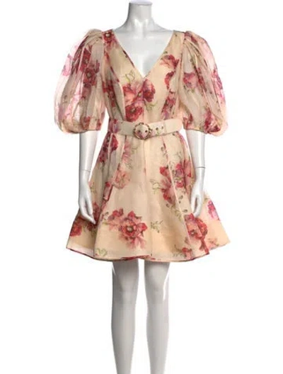 Pre-owned Zimmermann Linen Mini Dress In Pink