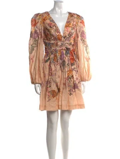 Pre-owned Zimmermann Linen Mini Dress In Pink