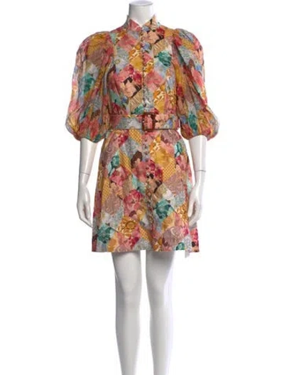 Pre-owned Zimmermann Linen Mini Dress In Pink