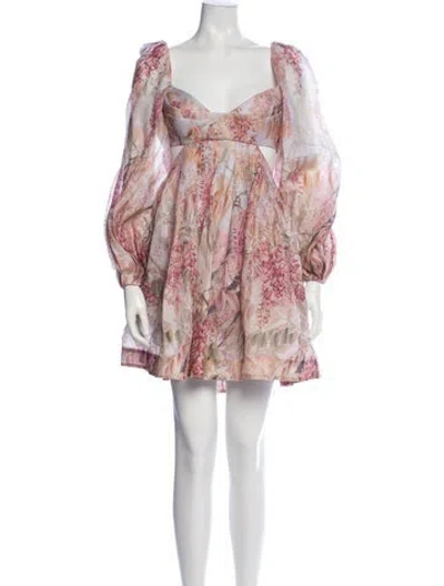 Pre-owned Zimmermann Linen Mini Dress In Pink