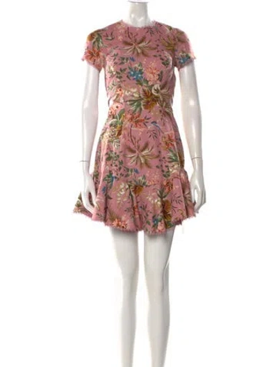 Pre-owned Zimmermann Linen Mini Dress In Pink