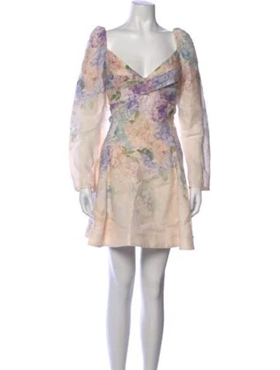 Pre-owned Zimmermann Linen Mini Dress In Pink