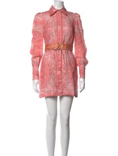 Pre-owned Zimmermann Linen Mini Dress In Pink