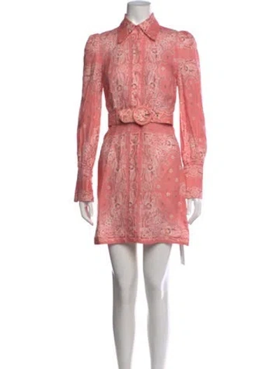 Pre-owned Zimmermann Linen Mini Dress In Pink