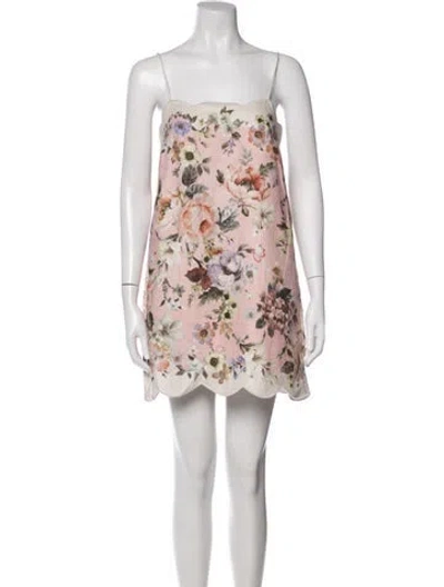Pre-owned Zimmermann Linen Mini Dress In Pink