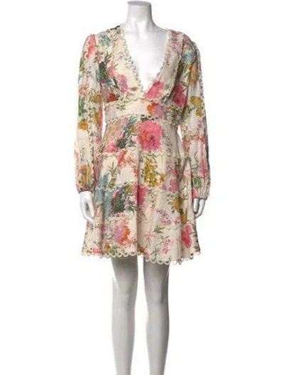 Pre-owned Zimmermann Linen Mini Dress In Pink
