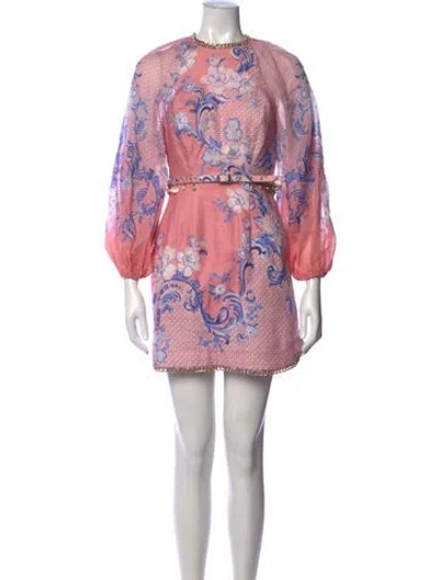 Pre-owned Zimmermann Linen Mini Dress In Pink