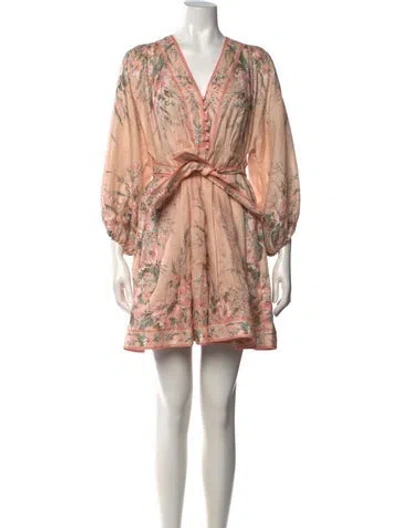 Pre-owned Zimmermann Linen Mini Dress In Pink