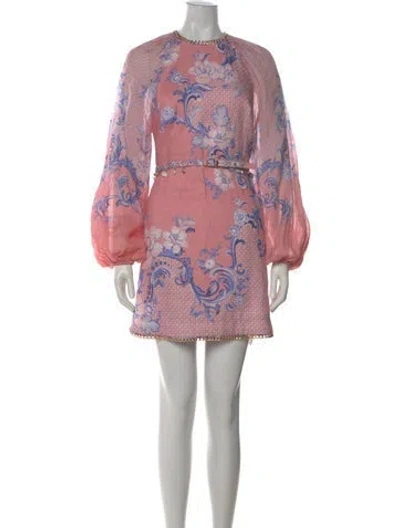 Pre-owned Zimmermann Linen Mini Dress In Pink