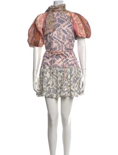 Pre-owned Zimmermann Linen Mini Dress In Pink