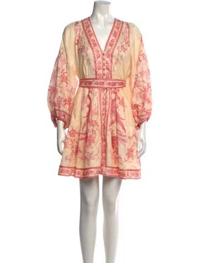 Pre-owned Zimmermann Linen Mini Dress In Pink
