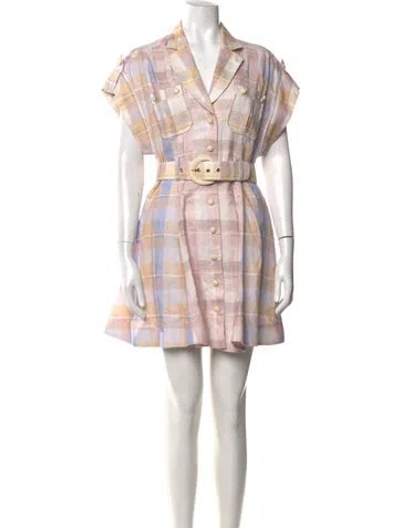 Pre-owned Zimmermann Linen Mini Dress In Pink