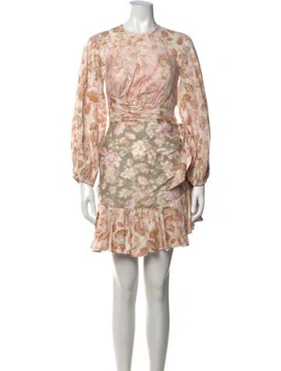 Pre-owned Zimmermann Linen Mini Dress In Pink
