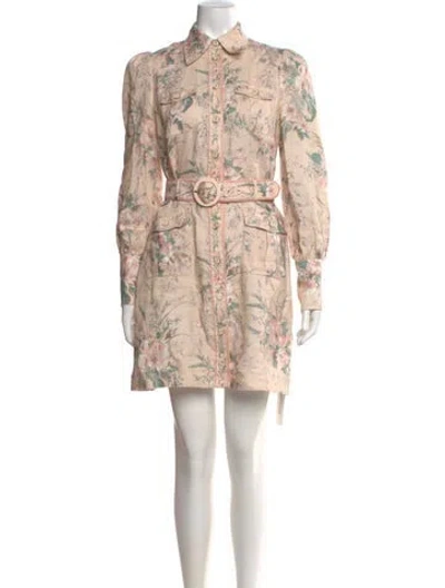 Pre-owned Zimmermann Linen Mini Dress In Pink